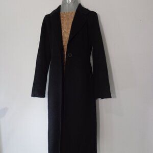 Banana Republic Women's Black One-Button Elegant Wool Long Trench Coat Size S
